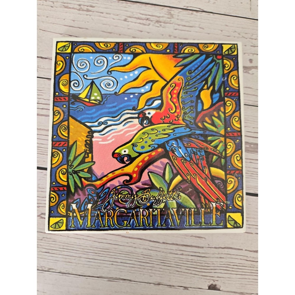 Jimmy Buffets Margaritaville Macaw Parrothead Parrot Boat Tropical 6" Tile